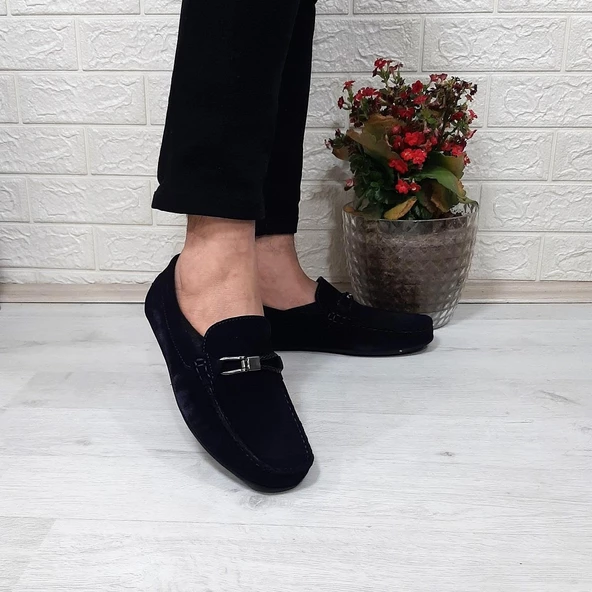 Fiyra Tkn Lacivert Nubuk Hakiki Deri Erkek Babet Günlük Ayakkabı - 5