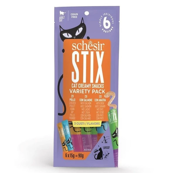 Schesir Cat Stix Karışık Lezzetli Krema Kedi Ödülü 6x15gr