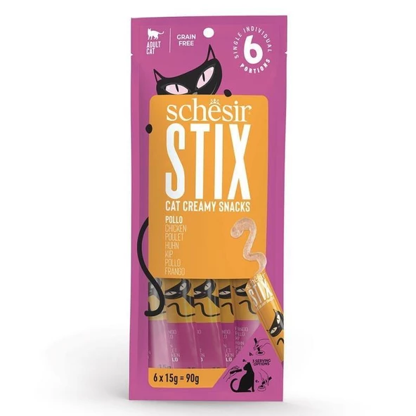 Schesir Cat Stix Tavuklu Krema Kedi Ödülü 6x15gr