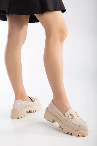 Benaz Krem Toka Detaylı Oxford Ayakkabı - 4