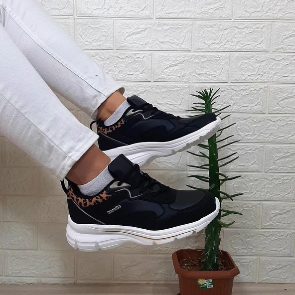 Kinetix Melly Pu Siyah Fuspetli Dolgu Topuk Bayan Spor Ayakkabı - 4
