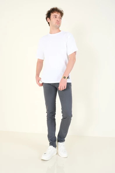 Erkek 5 Cep Chino Pantolon Füme - 3