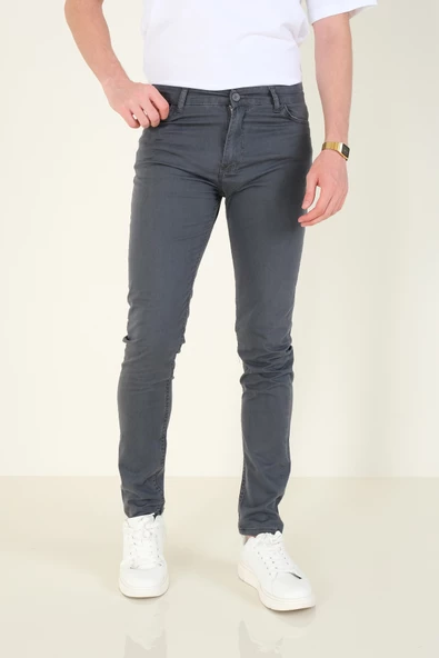 Erkek 5 Cep Chino Pantolon Füme - 5