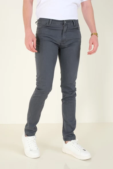 Erkek 5 Cep Chino Pantolon Füme - 4