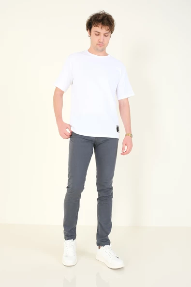 Erkek 5 Cep Chino Pantolon Füme