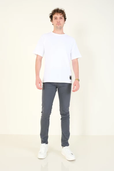 Erkek 5 Cep Chino Pantolon Füme - 2