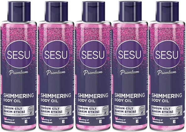 Sesu Simli Cilt Bakım Yağı 150ML (Shımmering Body Oıl) (5 Li Set)