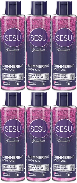 Sesu Simli Cilt Bakım Yağı 150ML (Shımmering Body Oıl) (6 Lı Set)