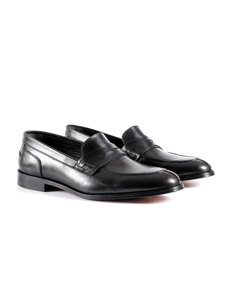 Allaturca Siyah Hakiki Deri Klasik Erkek Ayakkabı - 2