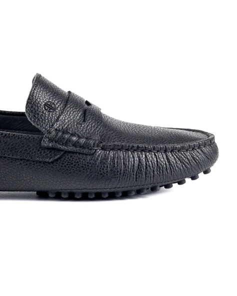 Sardes Siyah Hakiki Deri Erkek Loafer Ayakkabı - 5