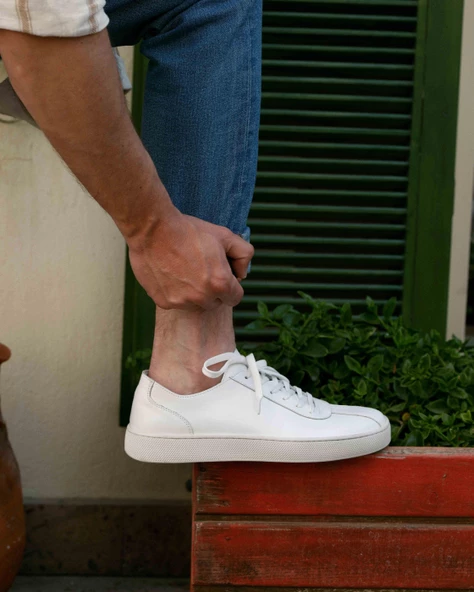 Scrambler Beyaz Hakiki Deri Erkek Spor (Sneaker) Ayakkabı - 6