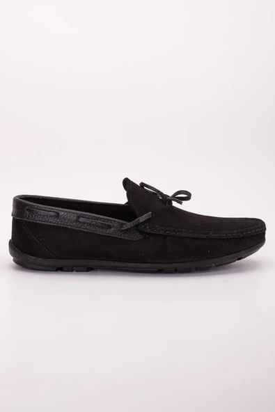 Hakiki Deri Nubuk Bağcık Siyah Erkek Günlük Rok Ayakkabı - Resim 3