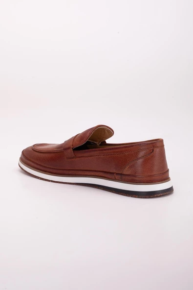 Hakiki Deri Düz Taban Kolej Model Taba Erkek Günlük Loafer Ayakkabı - 5