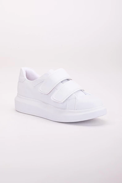 Balon Taban 2 Cırtlı Beyaz Kadın Spor Ayakkabı - Resim 4