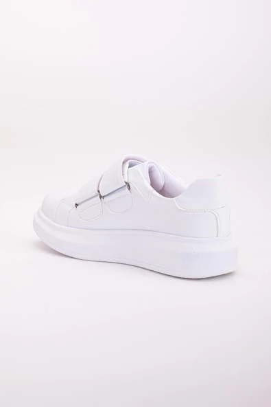 Balon Taban 2 Cırtlı Beyaz Kadın Spor Ayakkabı - Resim 5