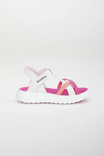 Şirinbebe Şiringenç Yüz Direkli Çapraz Bantlı Ortopedik Fuşya Beyaz Kız Bebek Kız Çocuk Sandalet - Resim 7