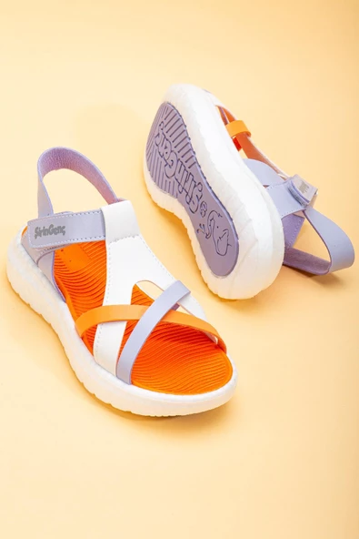 Şirinbebe Şiringenç Yüz Direkli Çapraz Bantlı Ortopedik Lila Kız Bebek Kız Çocuk Sandalet - Resim 3