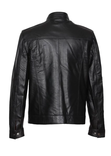 Siyah Renk Spor Erkek Deri Ceket - 4