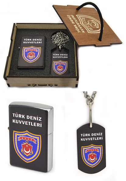 Türk Deniz Kuvvetleri Çakmak - Asker Künye Seti (Koyu Renk) - 9