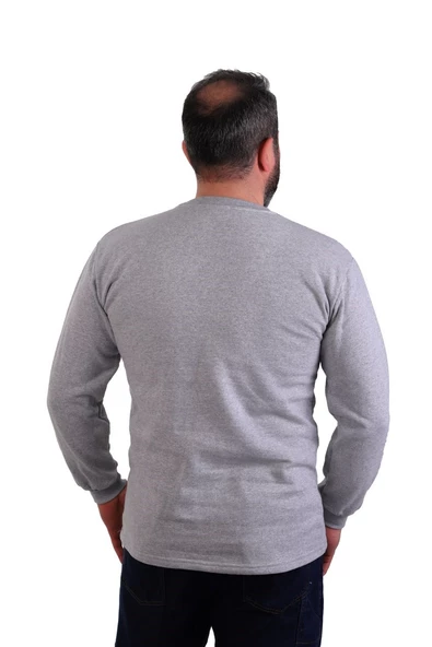 ESER - Bisiklet Yaka Sweatshirt - Cepli - Melanj Gri - 2