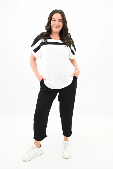 Kadın Büyük Beden Şerit Detaylı Eşofman Takımı 8117-25 - 12