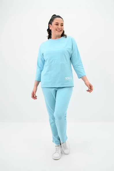 Kadın Büyük Beden Baskı Detaylı Eşofman Takımı 8102-24 - 2