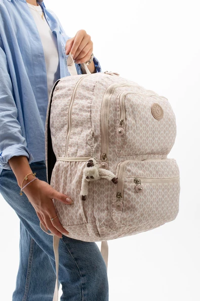 571 collections Ultra Hafif Çok Cepli Sırt Çantası (571-2D) Desenli Krem - Resim 3