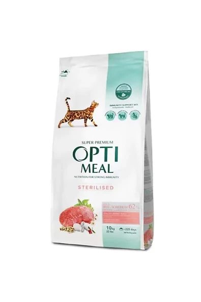 Optimeal Super Premium Sterilized Dana Etli ve Sorgumlu Kısırlaştırılmış Yetişkin Kedi Maması 10 Kg