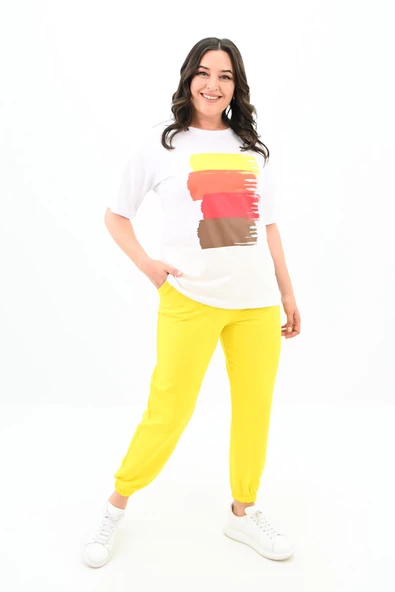 Kadın Büyük Beden Baskı Detaylı Eşofman Takımı 3695-23 - 3