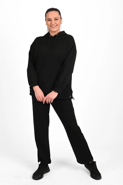 Kadın Kapüşonlu Büyük Beden Eşofman Takımı 3658-23 - 12