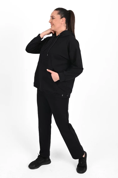 Kadın Kapüşonlu Büyük Beden Eşofman Takımı 3658-23 - 7