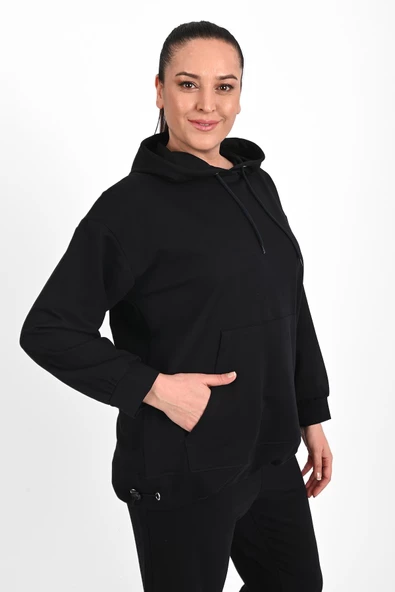 Kadın Kapüşonlu Büyük Beden Eşofman Takımı 3658-23 - 2