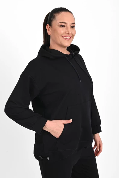 Kadın Kapüşonlu Büyük Beden Eşofman Takımı 3658-23 - 3