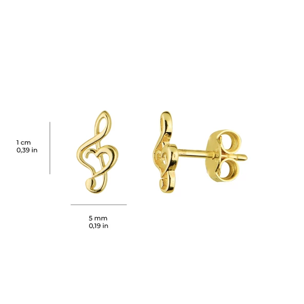 14 Ayar Altın Sol Anahtarı Küpe 0,91 gr - 3