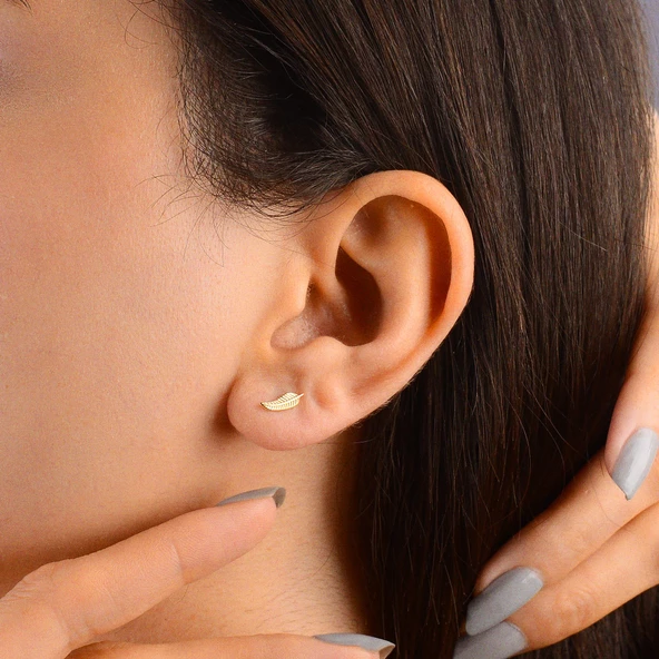 14 Ayar Altın Yaprak Küpe 0,84 gr - 2