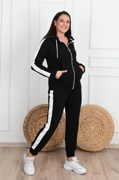 Kadın Yan Şerit Detaylı Büyük Beden Eşofman Takımı 3504-23 - 4