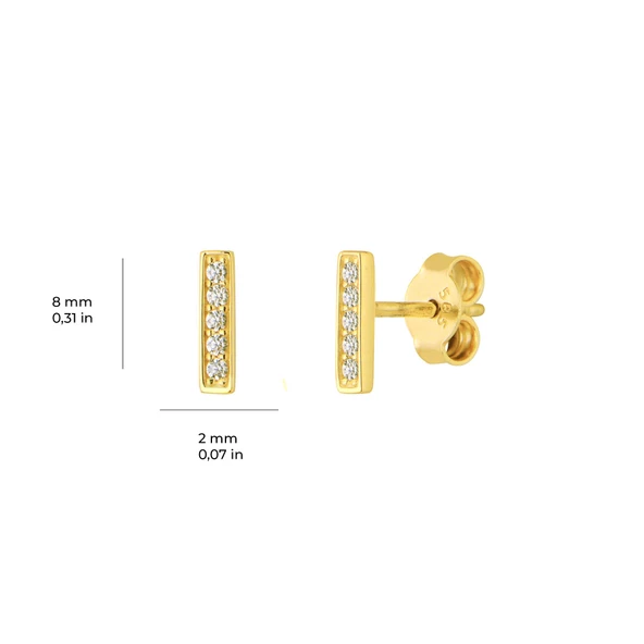 14 Ayar Altın Çubuk Taşlı Küpe 0,86 gr - 2