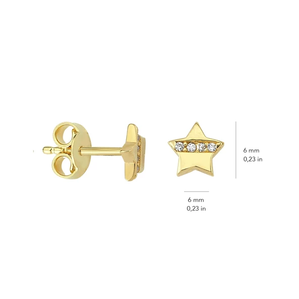 14 Ayar Altın Taşlı Yıldız Küpe 0,98 gr - 3