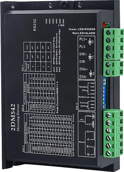 DM542 2 Faz 4.2A Step Motor Sürücü - 24-48VDC NEMA23 Uyumlu - Resim 2