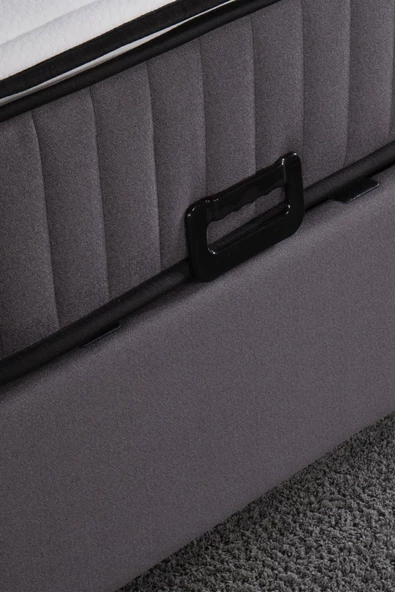 Kilim Mobilya Royal Lux Sandıklı Baza Başlık Paket Yaylı Pedli Yatak Seti Antrasit 150X200 - Resim 8