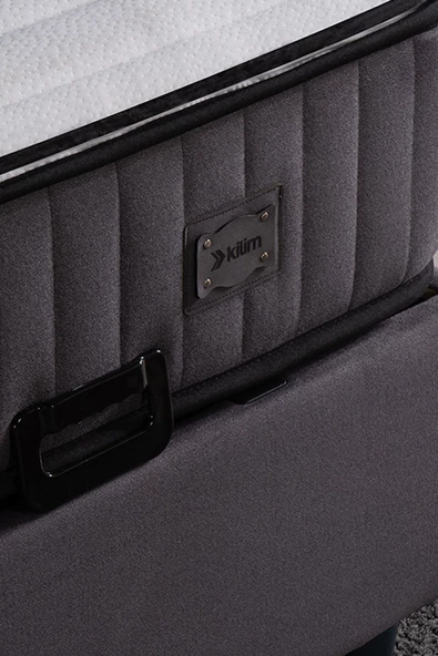 Kilim Mobilya Royal Lux Sandıklı Baza Başlık Paket Yaylı Pedli Yatak Seti Antrasit 150X200 - Resim 6