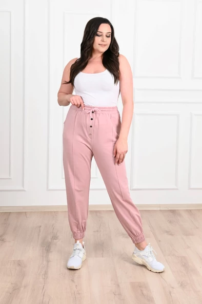 Kadın Düğmeli Büyük Beden Eşofman Altı 6055-22 - 8