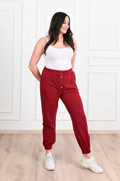 Kadın Düğmeli Büyük Beden Eşofman Altı 6055-22 - 4