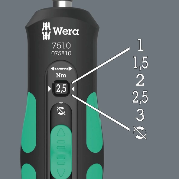 Wera 7510 Kraftform Safe-Torque Speed Torklu Tornavida, 1-3 Nm, 1/4" x 1.0 Nm x 1.5 Nm x 2.0 Nm x 2.5 Nm x 3.0 Nm x 147. - 4