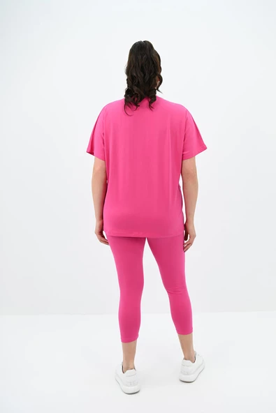 Kadın Büyük Beden Baskı Detaylı Tayt Takım 8085-24 - 12