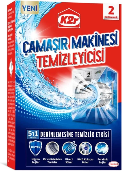 K2r 5 i 1 Arada Çamaşır Makinesi Temizleyicisi 2x75 gr