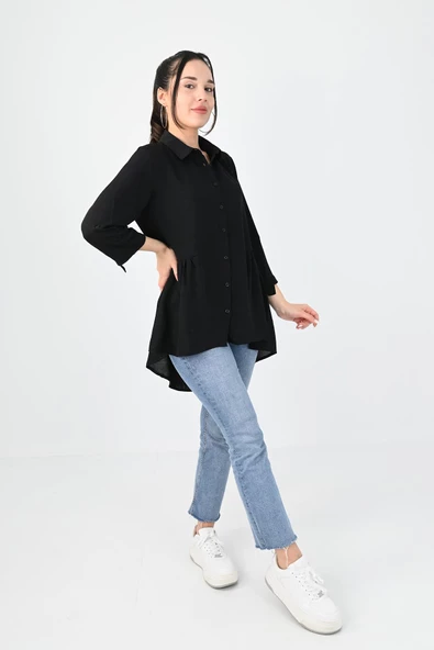 Kadın Büyük Beden Fırfır Detaylı Gömlek 1720-24 - 12