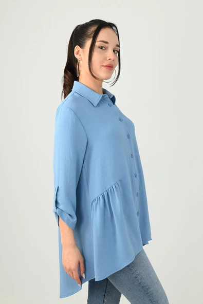 Kadın Büyük Beden Fırfır Detaylı Gömlek 1720-24 - 5