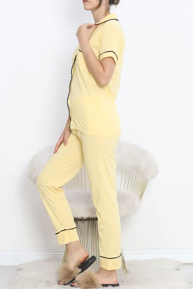 Önü Cepli Pijama Takımı Sarısiyah - 11404.1048. - Resim 4