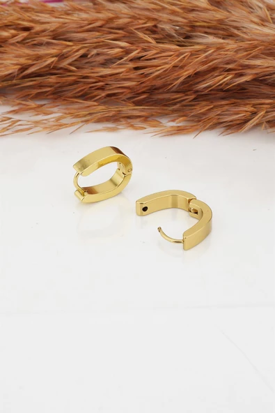 Kadın Çelik Basic Geometrik 1.5  cm Elips Moldel Klipsli Küpe ürün görseli